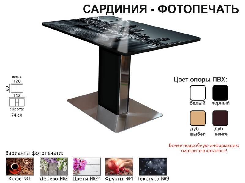 стол обеденный сардиния фотопечать в Ярославле