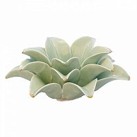 подсвечник керамический в виде лотоса с золотыми лепестками flower lotus pale green medium, 12 см в Ярославле