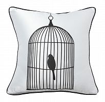 подушка с птичкой в клетке birdie in a cage white в Ярославле