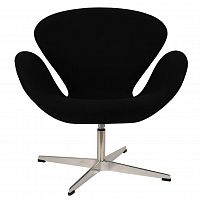 кресло arne jacobsen style swan chair черная шерсть в Ярославле