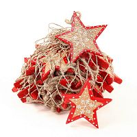 набор елочных украшений звезда деревянная с красным ободком christmas stars, 30 штук в Ярославле