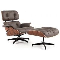 кресло eames style lounge chair кожа коричневое в Ярославле