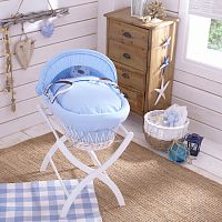 колыбель-переноска gift wicker moses basket белая, голубое белье в Ярославле