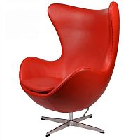 кресло arne jacobsen style egg chair кожа красное в Ярославле