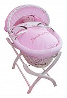 колыбель-переноска gift wicker moses basket белая, розовое белье в Ярославле