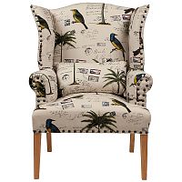 кресло мягкое с ушами quinn tufted armchair бежевое с рисунком в Ярославле